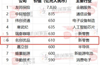 名创优品MINISO荣登胡润中国500强TOP10